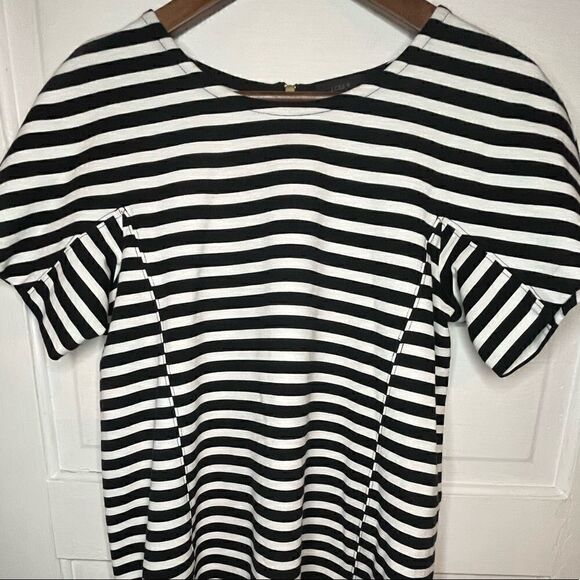 J. Crew Black & White Striped Short Sleeve Dress w/ Exposed Zipper - Picture 12 of 12